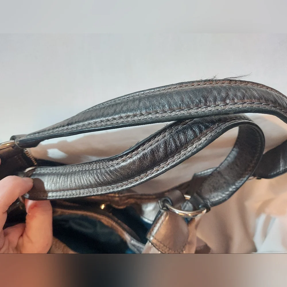 Coach Madison Maggie Grey Hobo Bag With Teal Satin Interior EUC